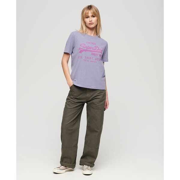 Superdry Classic Vl Heritage Relaxd Lyhythihainen T-paita Violetti S Nainen
