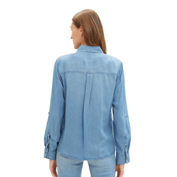 Tom Tailor 1041221 Denim Look Blus Blå 36 Kvinna