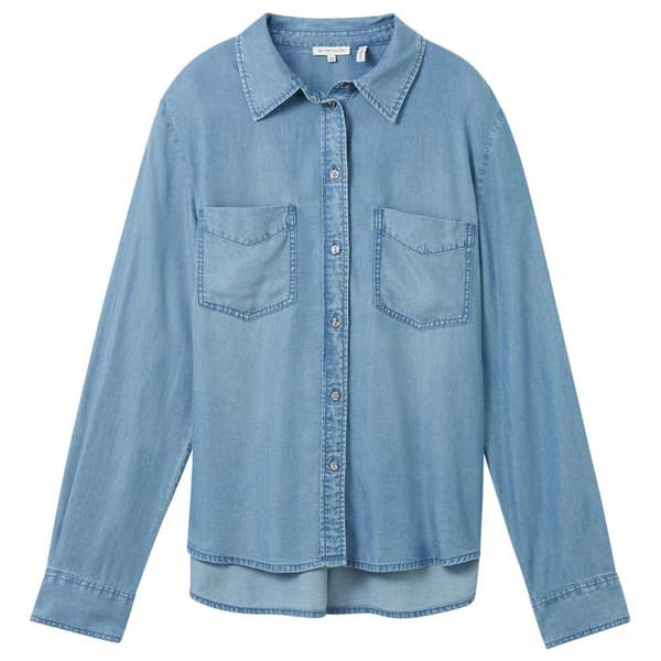 Tom Tailor 1041221 Denim Look Blus Blå 40 Kvinna