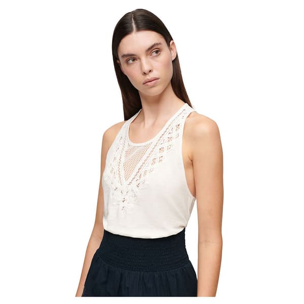 Superdry Lace ärmlös T-shirt Vit M Kvinna