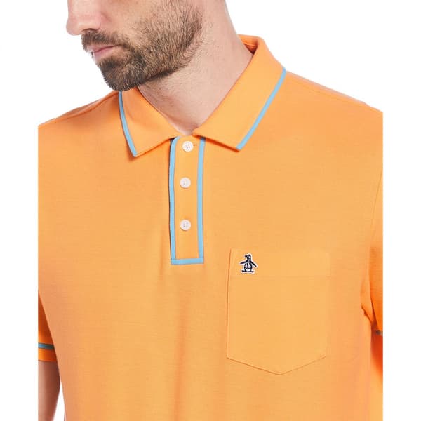 Original Penguin Earl Org Pique Sticker Pete Kortærmet Polo Orange S Mand