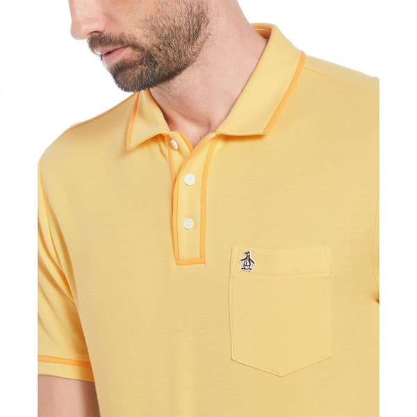 Original Penguin Earl Org Pique Sticker Pete Kortärmad Polotröja Gul S Man