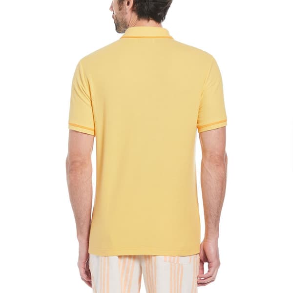 Original Penguin Earl Org Pique Sticker Pete Kortärmad Polotröja Gul S Man