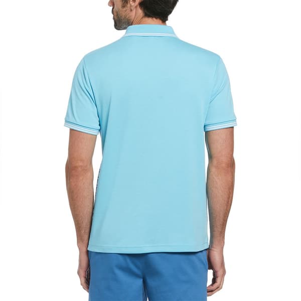 Original Penguin Geo Jacquard Front Interlock Kortärmad Polotröja Blå S Man