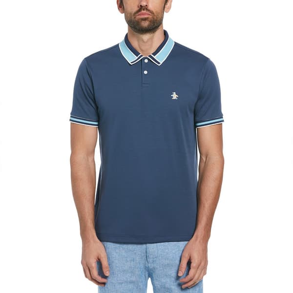 Original Penguin Organic Novelty Collar Kortærmet Polo Blå S Mand