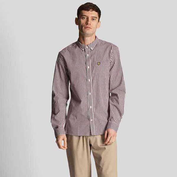 Lyle & Scott Gingham Skjorta Med Långa ärmar Lila L Man
