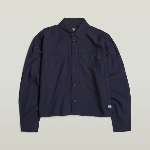 G-star Cropped Pocket Skjorte Med Lange ærmer Blå S Kvinde