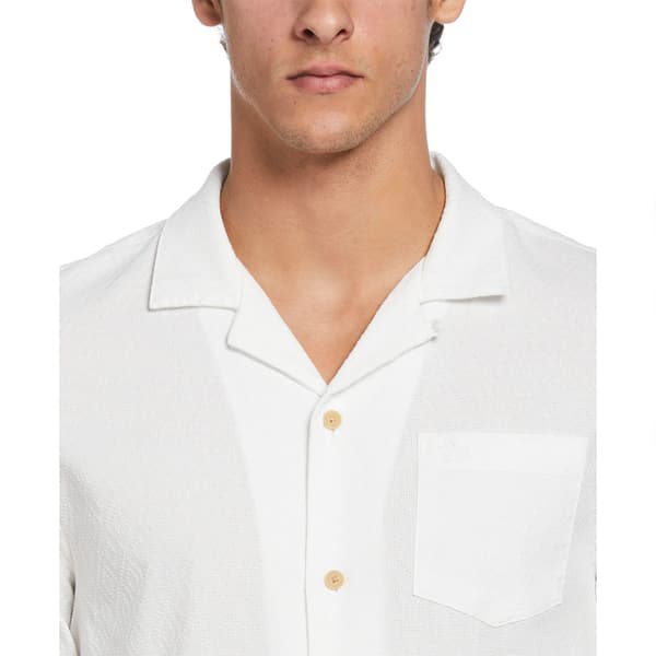 Original Penguin Camp Cotton Textured Dobby Kortärmad Skjorta Vit S Man