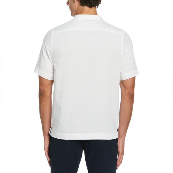 Original Penguin Camp Cotton Textured Dobby Kortärmad Skjorta Vit S Man