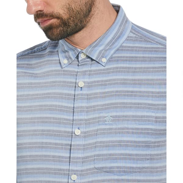 Original Penguin Cloth Stripe Skjorte Med Lange ærmer Blå L Mand