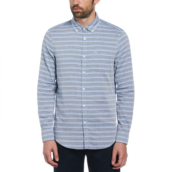 Original Penguin Cloth Stripe Skjorte Med Lange ærmer Blå L Mand