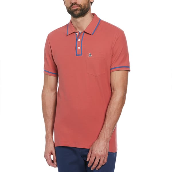 Original Penguin Earl Organic Pique Sticker Pete Kortærmet Polo Rød L Mand