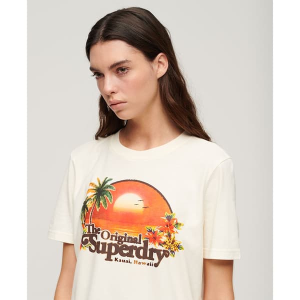 Superdry Travel Souvenir Relaxed T-shirt Med Korta ärmar Beige M Kvinna