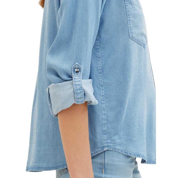 Tom Tailor 1041221 Denim Look Blus Blå 44 Kvinna