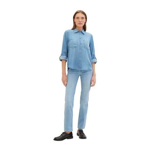 Tom Tailor 1041221 Denim Look Blus Blå 44 Kvinna