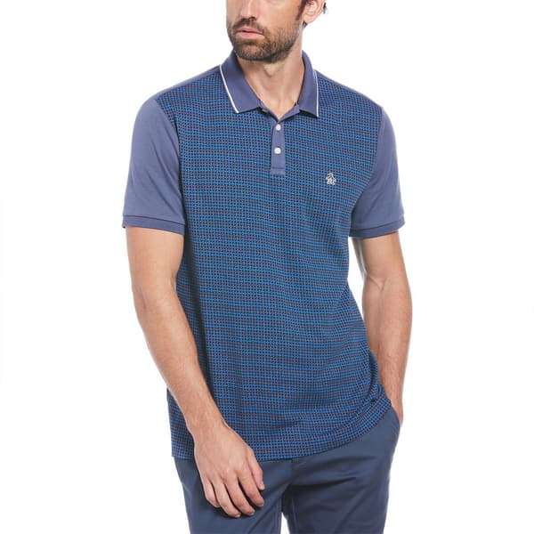 Original Penguin Basketweave Jacquard Front Kortærmet Polo Blå M Mand