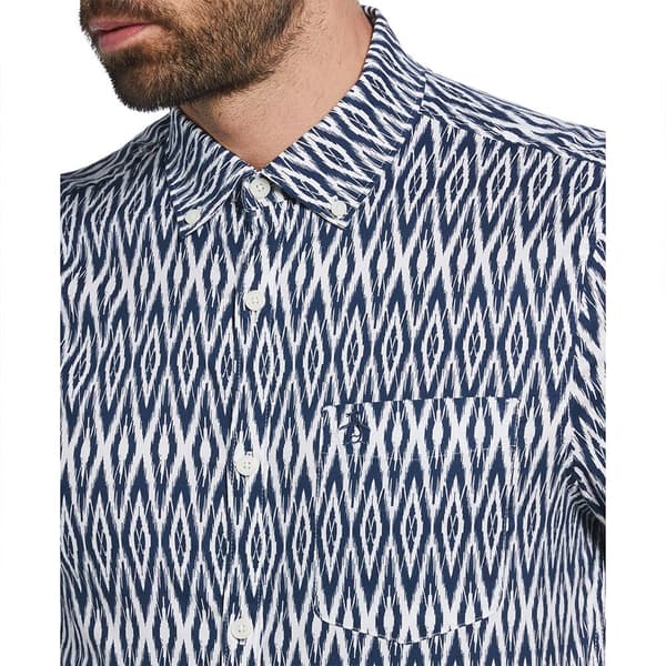 Original Penguin Ev Aop Diamond Geo Kortärmad Skjorta Blå M Man