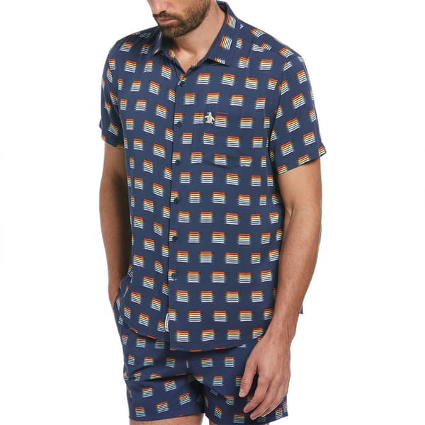 Original Penguin Ev Rainbow Stripe Kortærmet Skjorte Flerfarvet L Mand