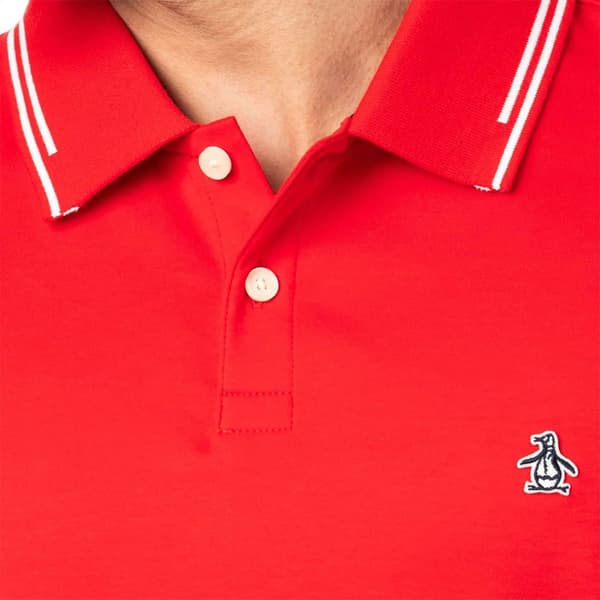 Original Penguin Organic Interlock Tipped Kortærmet Polo Rød M Mand