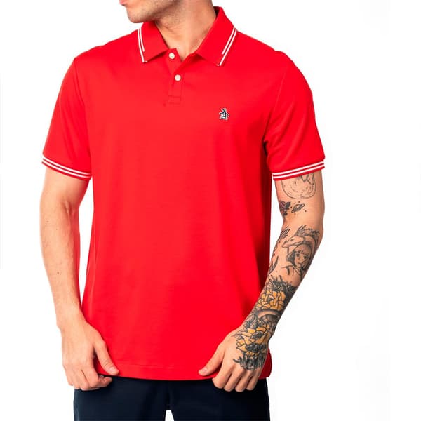 Original Penguin Organic Interlock Tipped Kortærmet Polo Rød M Mand