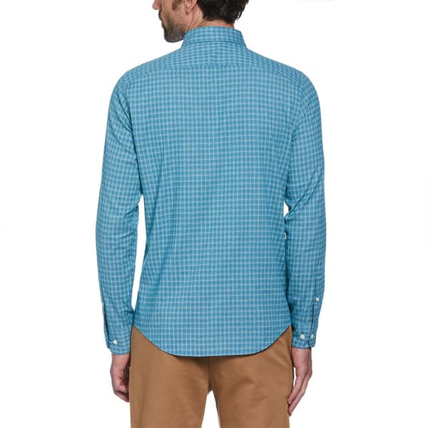 Original Penguin Text Dobby Plaid Skjorte Med Lange ærmer Blå M Mand