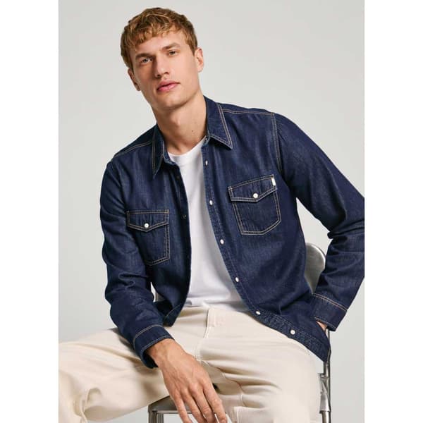Pepe Jeans Pm308586 Pitkähihainen Kauluspaita Sininen S Mies
