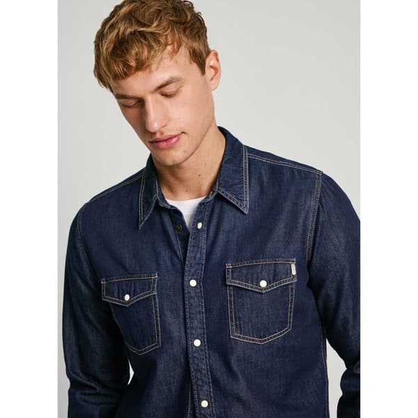 Pepe Jeans Pm308586 Pitkähihainen Kauluspaita Sininen S Mies