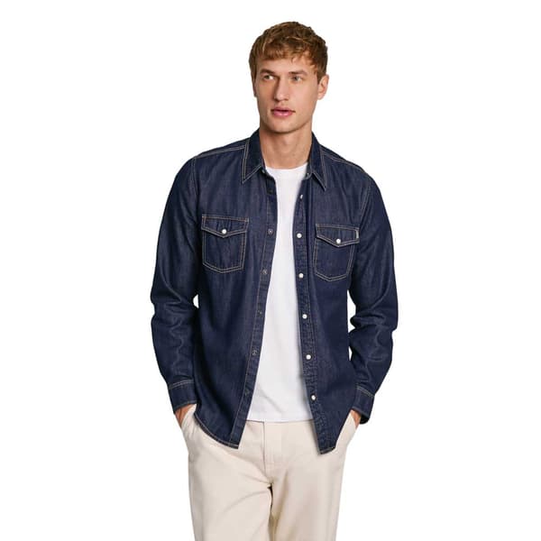 Pepe Jeans Pm308586 Pitkähihainen Kauluspaita Sininen S Mies