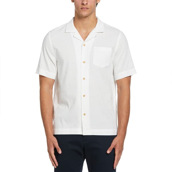 Original Penguin Camp Cotton Textured Dobby Kortärmad Skjorta Vit L Man