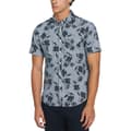 Miniatyrbillede 1 af 2: Original Penguin Chambray Stretch Aop Floral Kortærmet Skjorte Blå M Mand