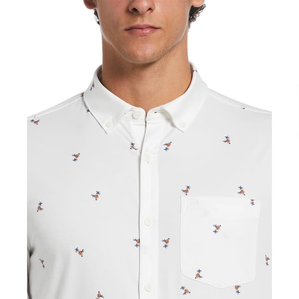 Original Penguin Eco Stretch Twill Aop Palm Pete Skjorta Med Långa ärmar Vit XL Man