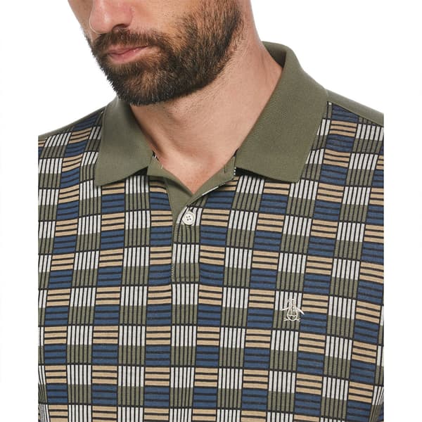 Original Penguin Jacquard Front Geometric Kortærmet Polo Grøn M Mand