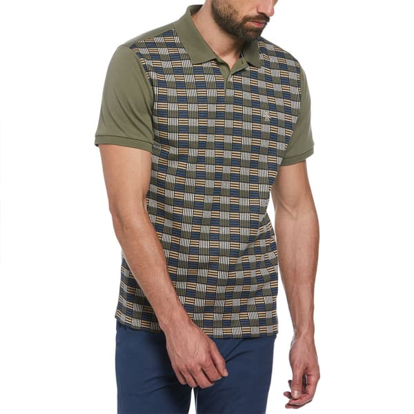 Original Penguin Jacquard Front Geometric Kortærmet Polo Grøn M Mand