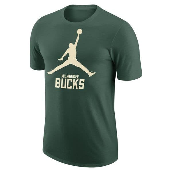 Jordan Milwaukee Bucks T-shirt Med Korte ærmer Grøn M Mand