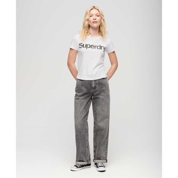 Superdry Core Logo City Fitted T-shirt Med Korta ärmar Vit XS Kvinna