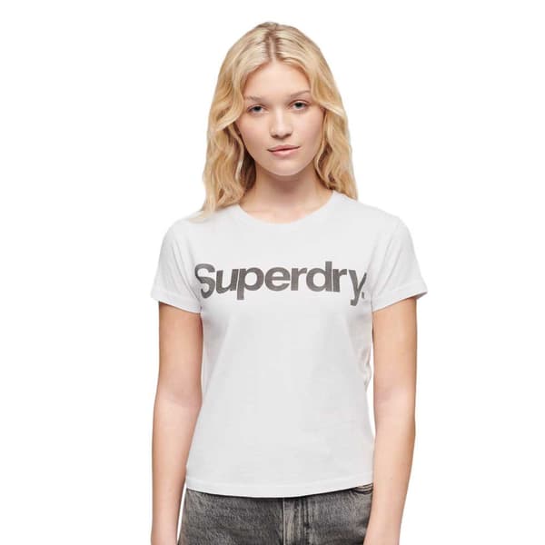 Superdry Core Logo City Fitted T-shirt Med Korta ärmar Vit XS Kvinna