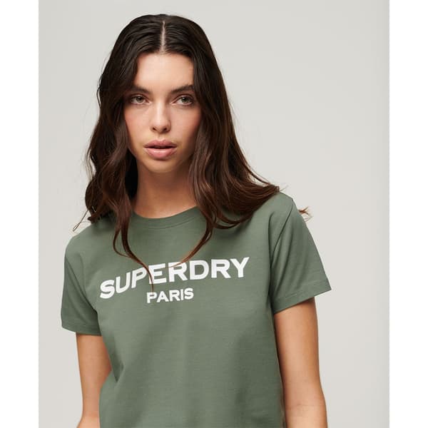 Superdry Sport Luxe Graphic Fitted T-shirt Med Korta ärmar Grönt S Kvinna