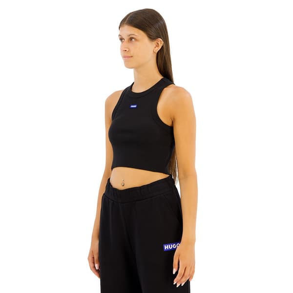 Hugo 50511450 Blue ärmlös T-shirt Svart S Kvinna