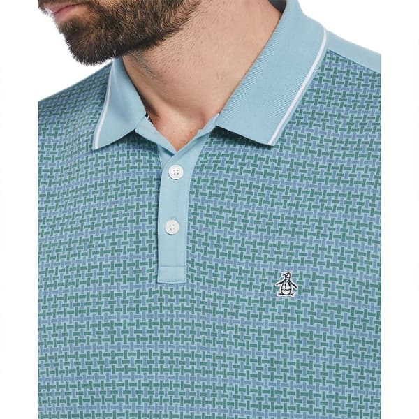 Original Penguin Basketweave Jacquard Front Kortærmet Polo Blå M Mand
