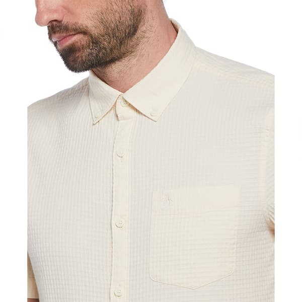 Original Penguin Cotton Textured Dobby Kortärmad Skjorta Beige XL Man