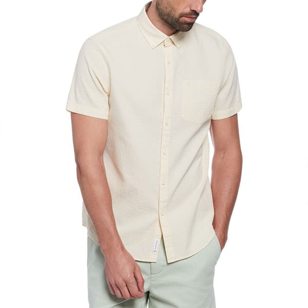 Original Penguin Cotton Textured Dobby Kortärmad Skjorta Beige XL Man