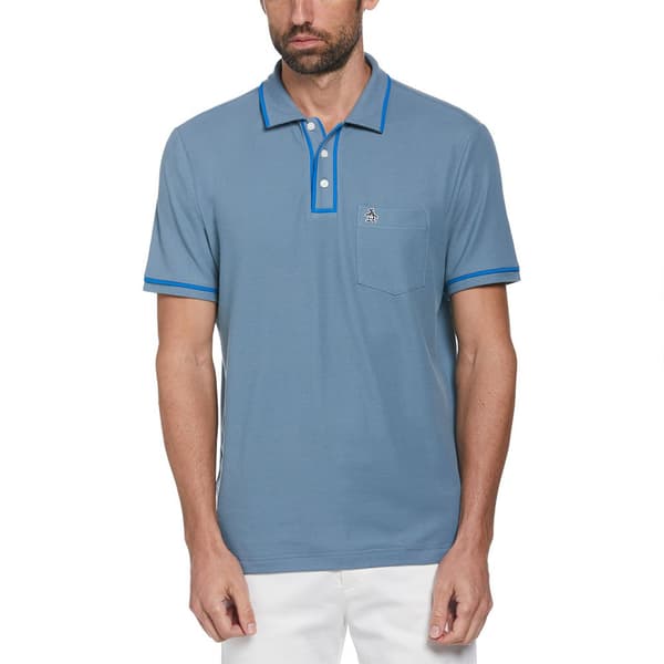 Original Penguin Earl Org Pique Sticker Pete Kortærmet Polo Blå XL Mand