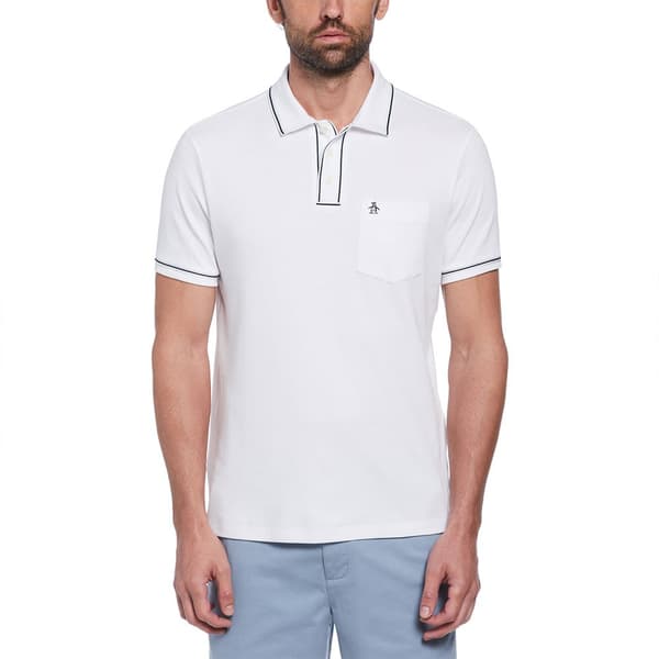 Original Penguin Earl Organic Interlock 3d Sticker Pete Kortärmad Polotröja Vit 2XL Man