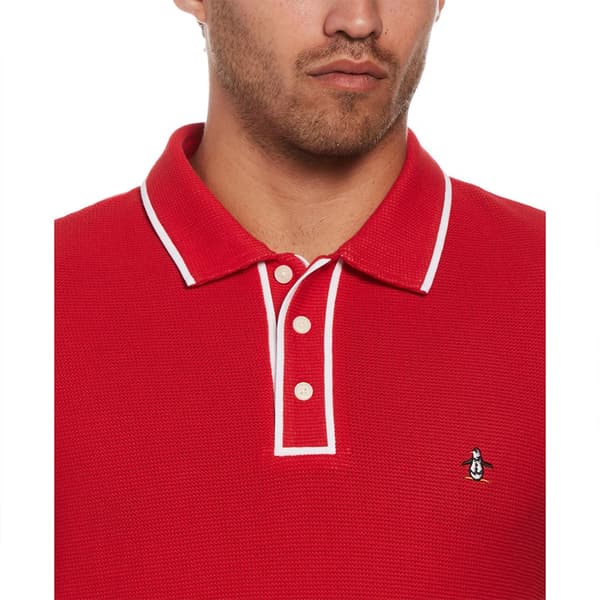 Original Penguin Organic Cotton Bentley Mesh Kortärmad Polotröja Röd S Man