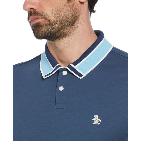 Original Penguin Organic Novelty Collar Kortärmad Polotröja Blå XL Man