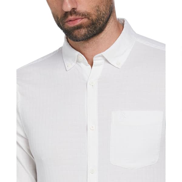 Original Penguin Text Dobby Plaid Skjorte Med Lange ærmer Hvid L Mand