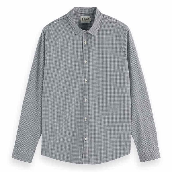 Scotch & Soda Micro Check Skjorta Med Långa ärmar Grå M Man