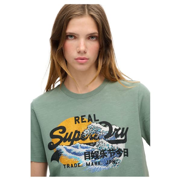 Superdry Tokyo Vl Graphic T-shirt Med Korta ärmar Grönt S Kvinna