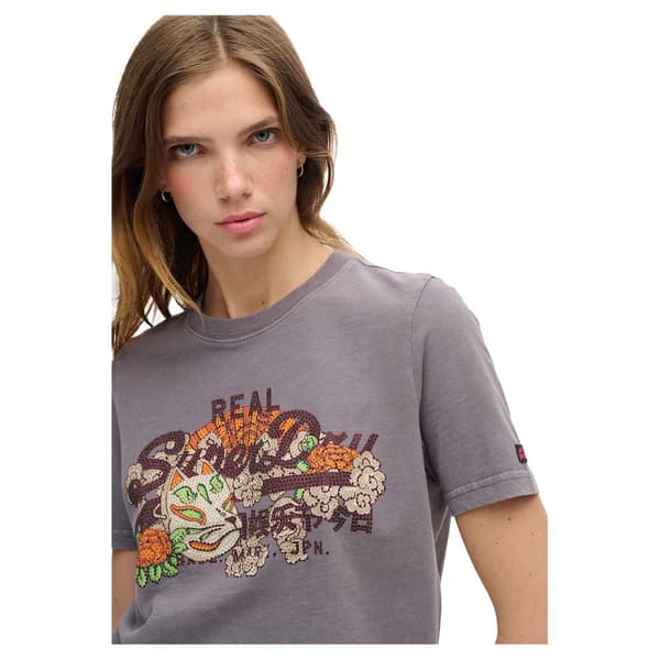 Superdry Tokyo Vl Graphic T-shirt Med Korta ärmar Grå M Kvinna