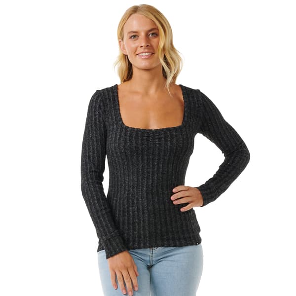 Rip Curl Open Neck Cosy T-shirt Med Lång ärm Svart L Kvinna